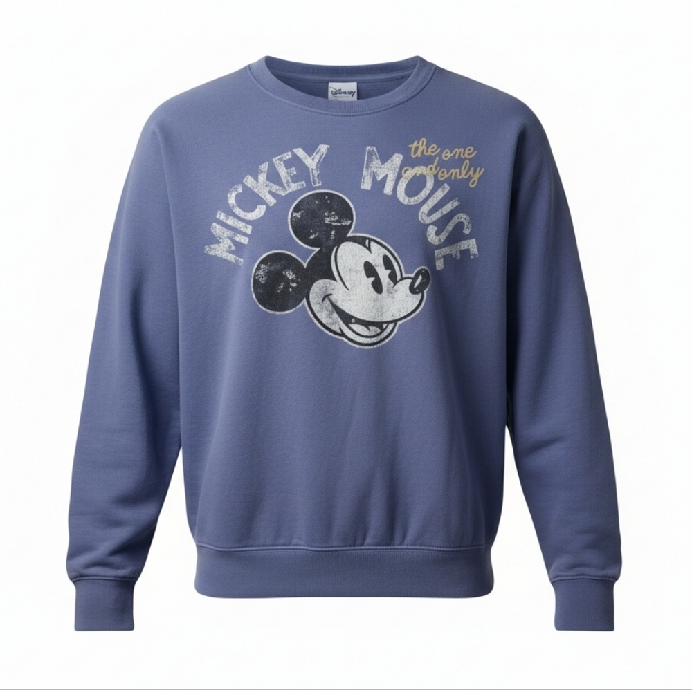 Blue Disney Parks Mickey Mouse Crew neck/Distressed Look Size Med.